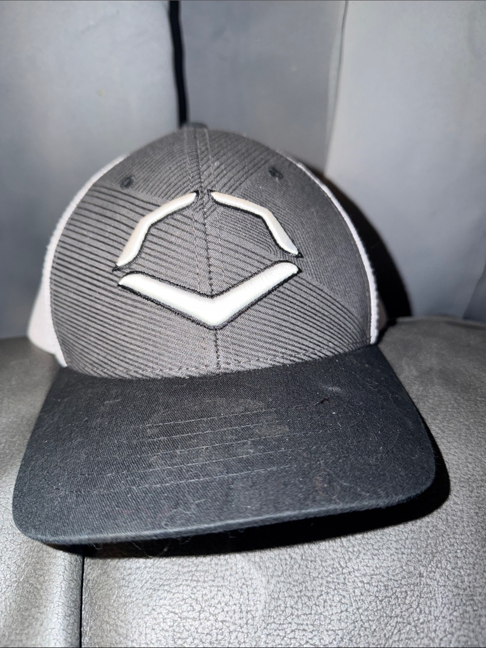 EVOSHIELD BASEBALL YOUTH Gray and Black Trucker Hat with White Logo Accent
